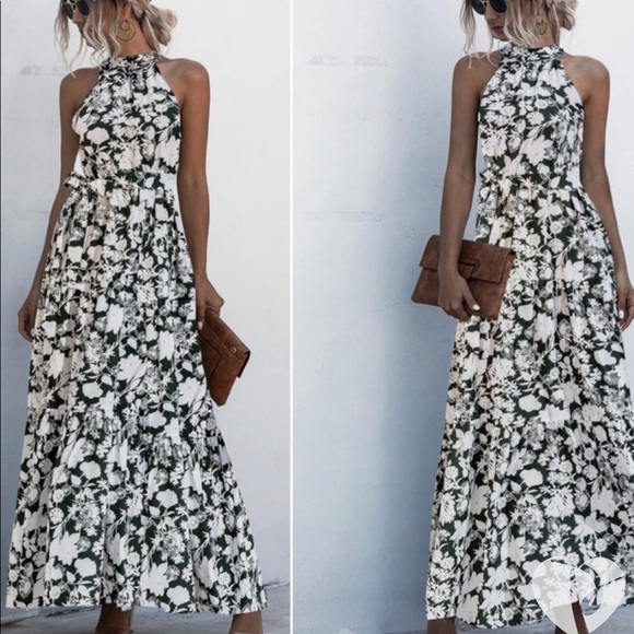 Boho Gypsy Halter Belted Maxi Dress New - Picture 9 of 15